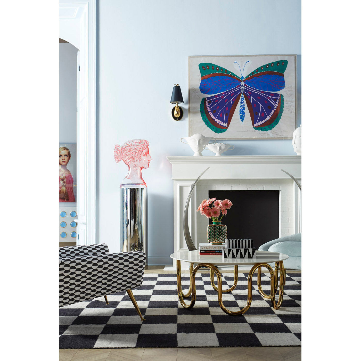 Jonathan Adler Teppich Checkerboard Large Scale Flatweave | Schwarz
