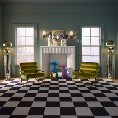 Jonathan Adler Teppich Checkerboard Large Scale Flatweave | Schwarz