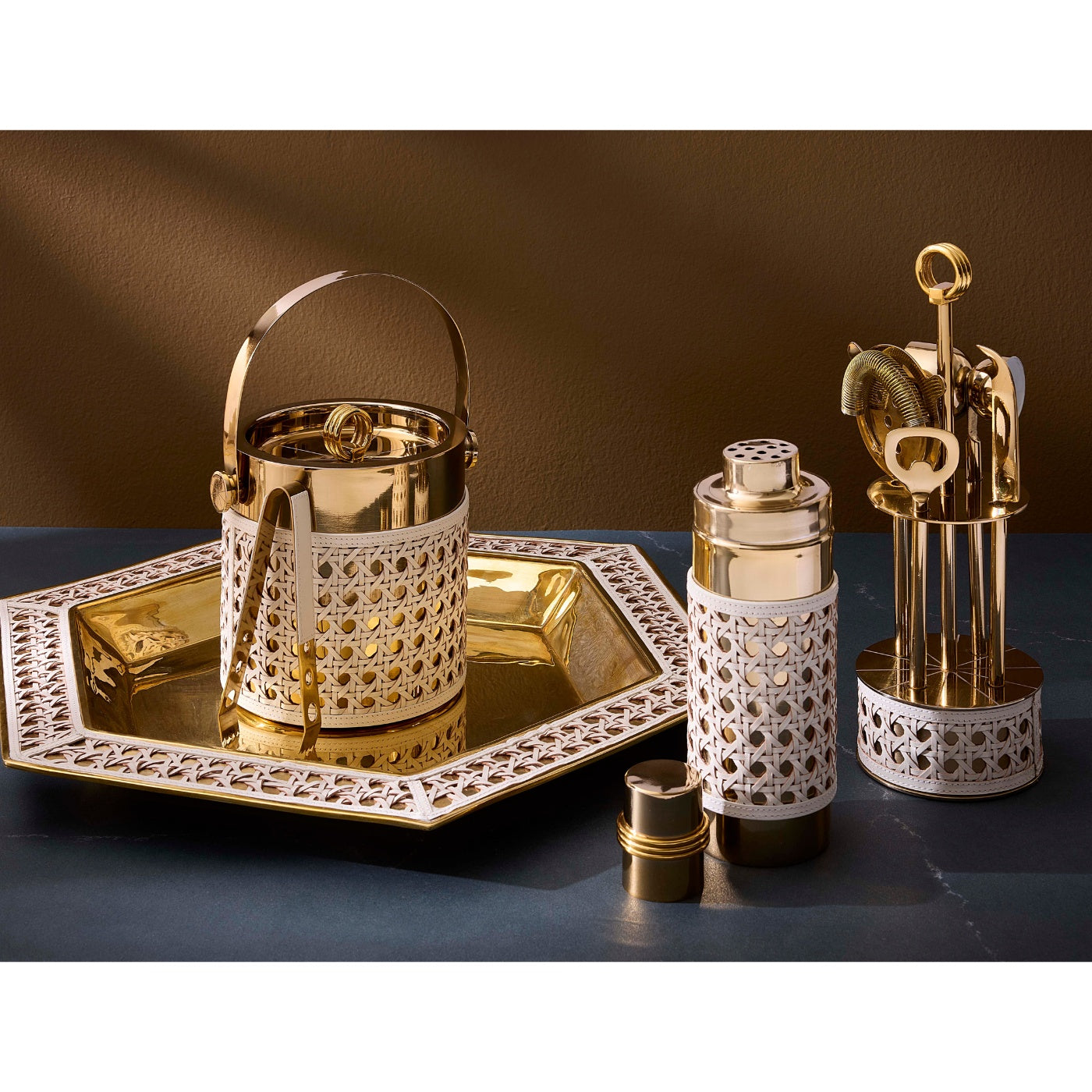 Jonathan Adler Barware & Cocktail-Set Basketweave