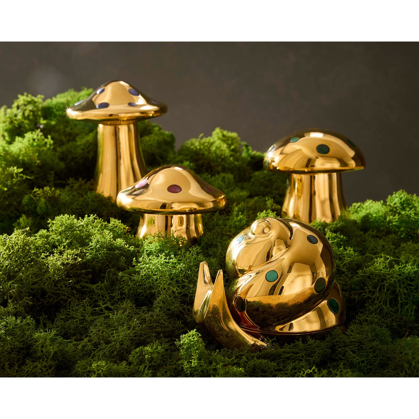 Jonathan Adler Aufbewahrungsdose Brass Snail Schnecke | Messing mit echtem Malachit