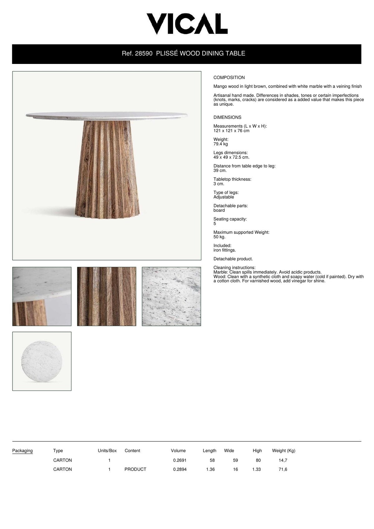 Factsheet Vical 28590 Plissé Wood