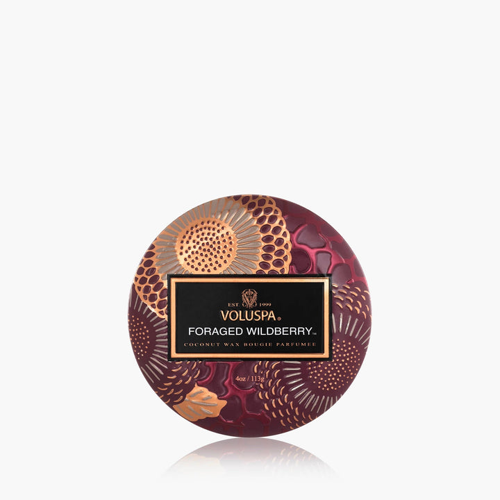 Voluspa Scented Candle Foraged Wildberry | Small Tin with Lid