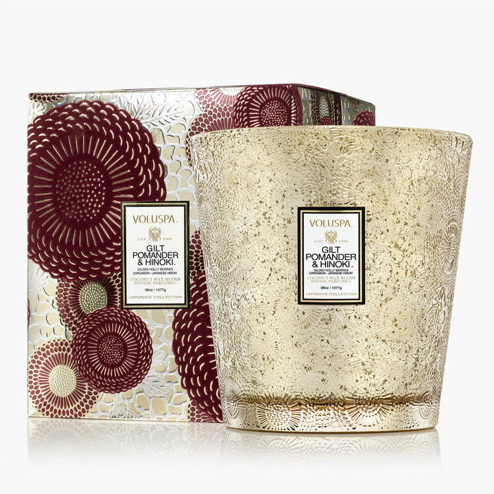 Voluspa 3 Wick Hearth Scented Candle Gilt Pomander & Hinoki Limited Holiday Edition | 1.077 g