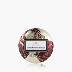 Voluspa Duftkerze Gilt Pomander & Hinoki Limited Holiday Edition | Minidose mit Deckel