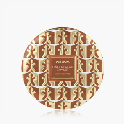 Voluspa 3-Docht Duftkerze Gingerbread Chalet | Dose mit Deckel