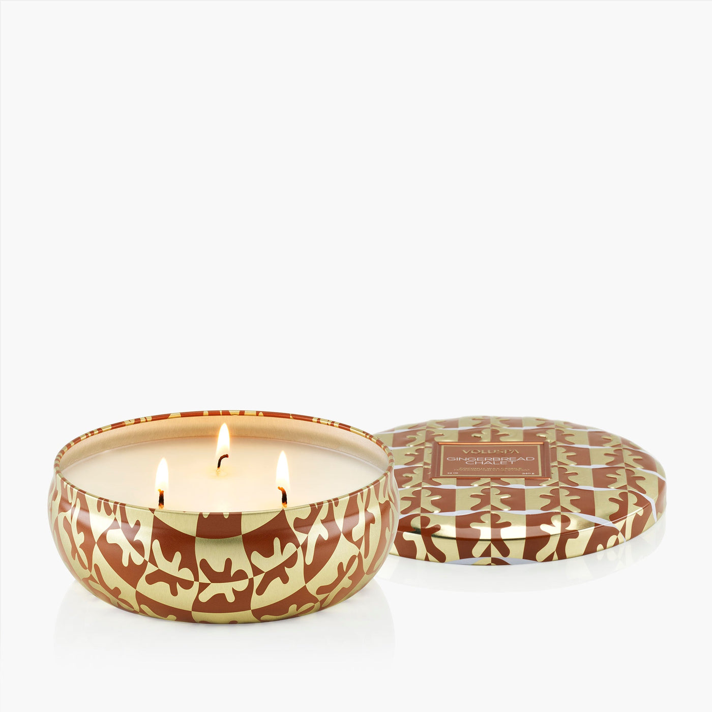 Voluspa 3-Docht Duftkerze Gingerbread Chalet | Dose mit Deckel