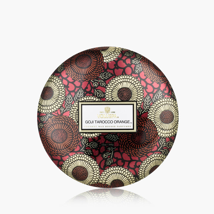 Voluspa 3-Docht Duftkerze Goji Tarocco Orange Dose mit Deckel