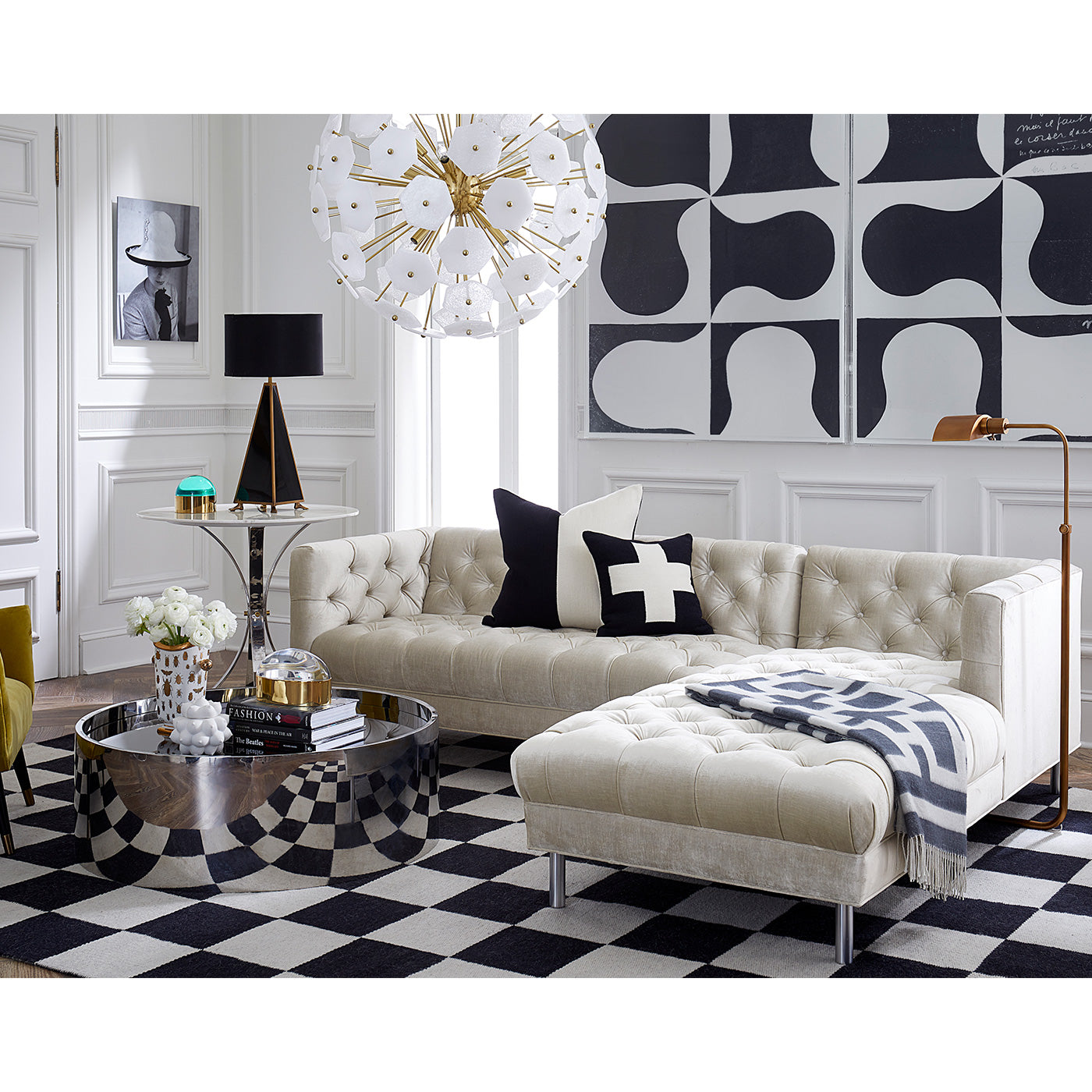 Jonathan Adler Teppich Checkerboard Large Scale Flatweave | Schwarz