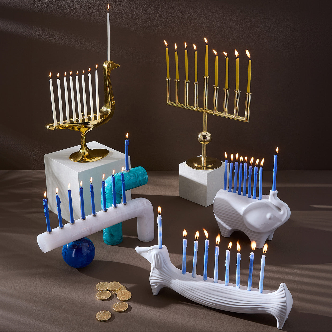 Jonathan Adler Menorah Kerzenständer Elephant aus Keramik