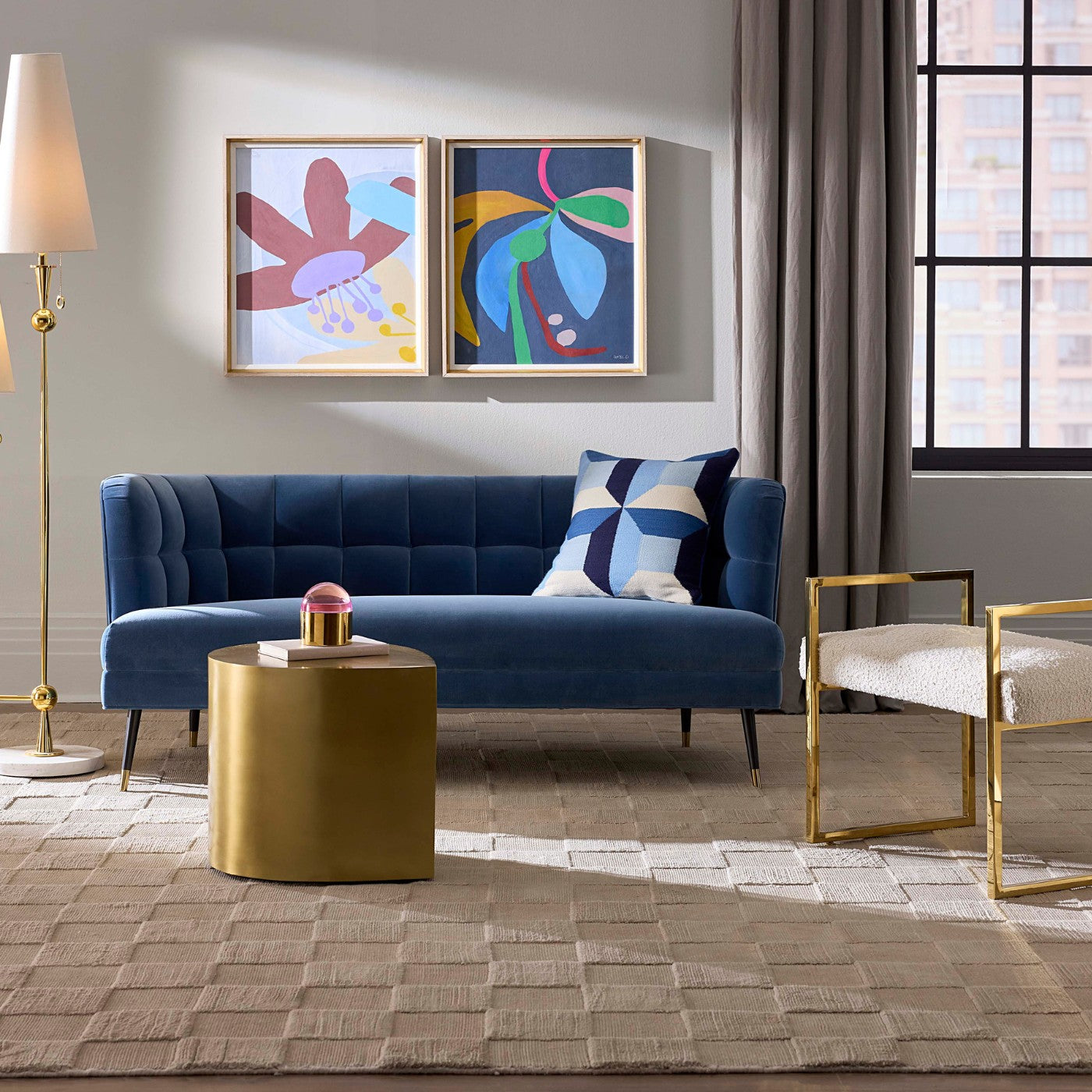 Jonathan Adler Samt-Cocktailsofa Draper | Varese Mariner