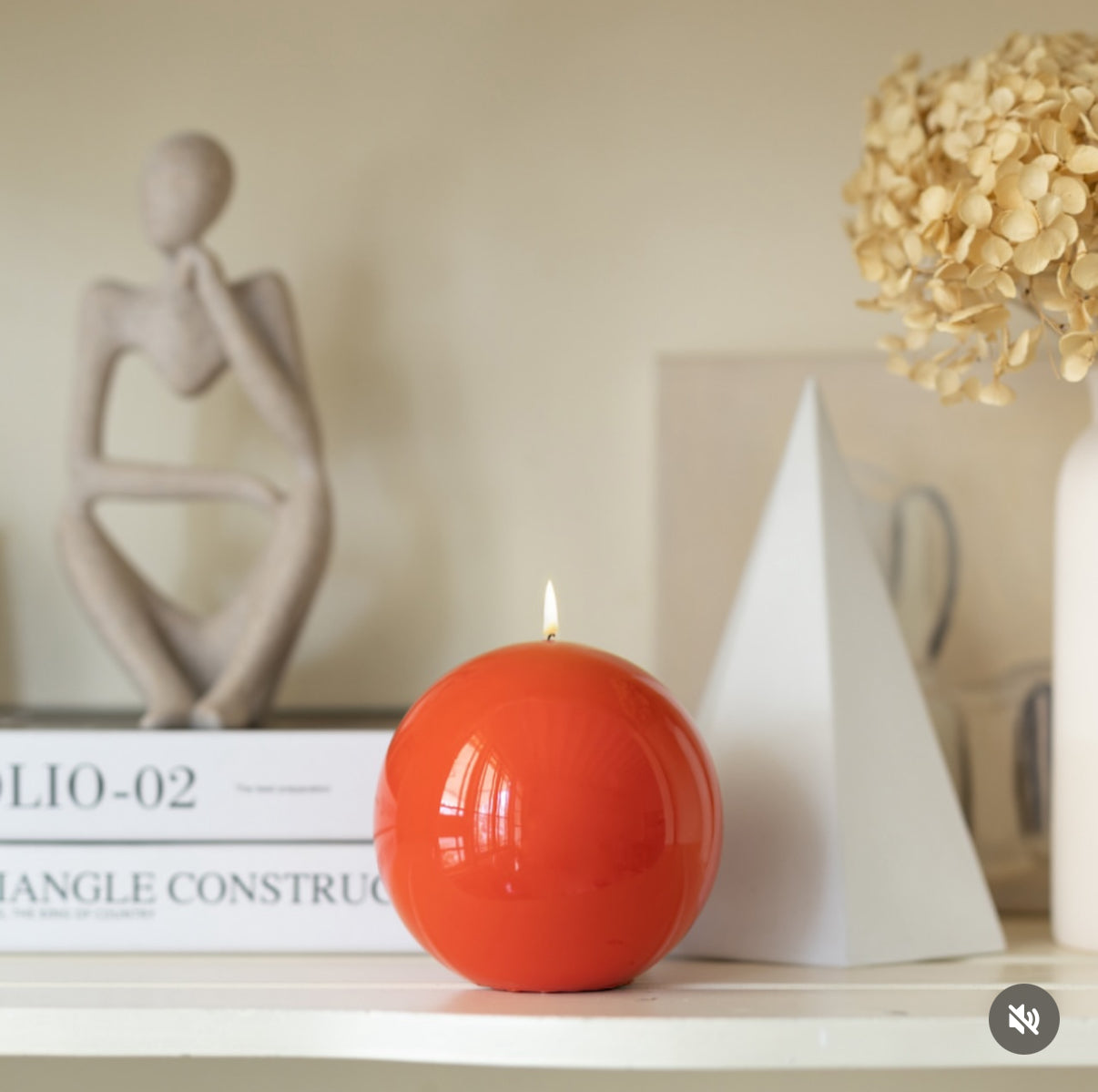Glänzende Kugelkerze Orange |  Ø 12 cm