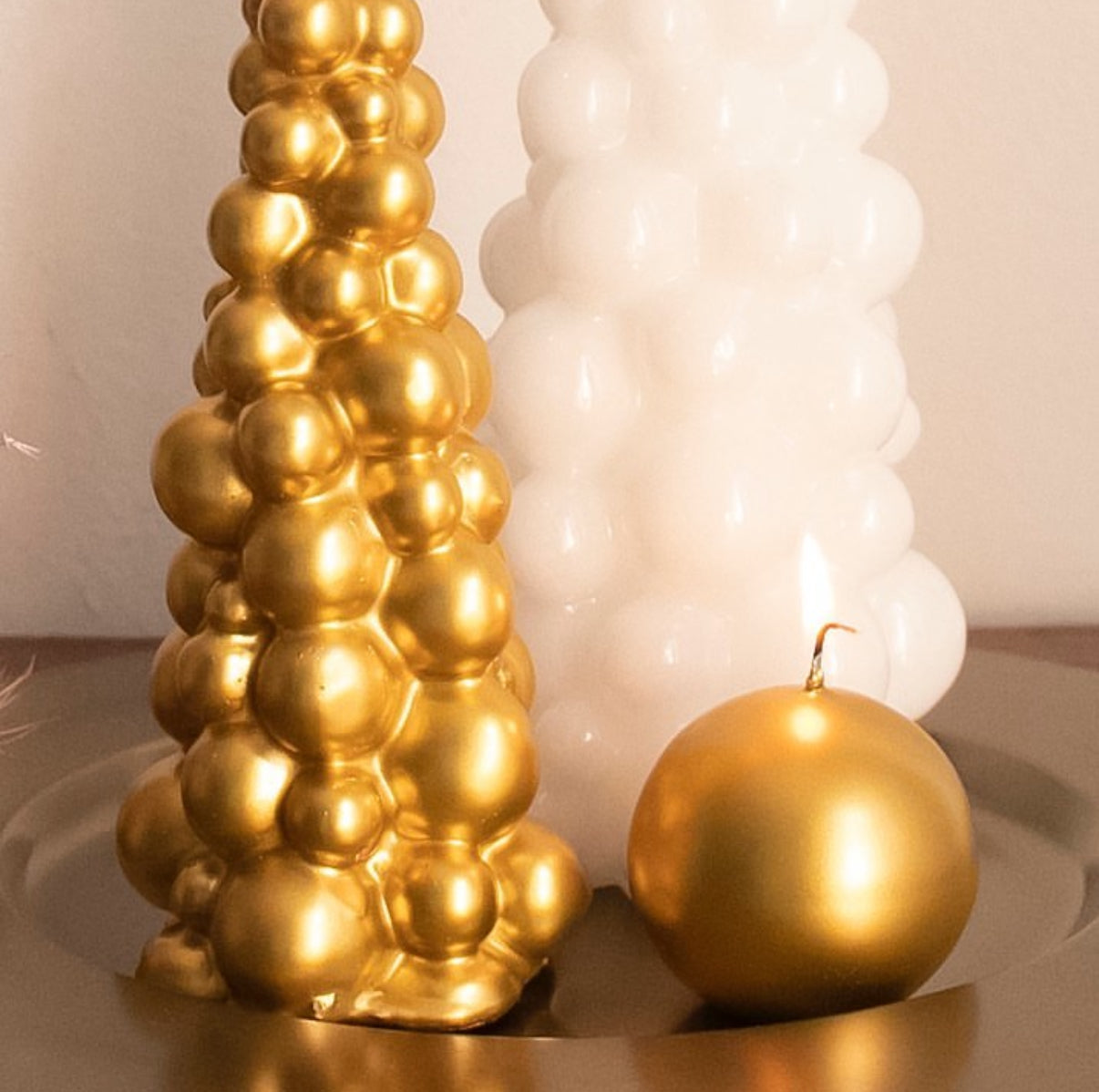 Glänzende Kugelkerze Metallic Gold |  Ø 12 cm