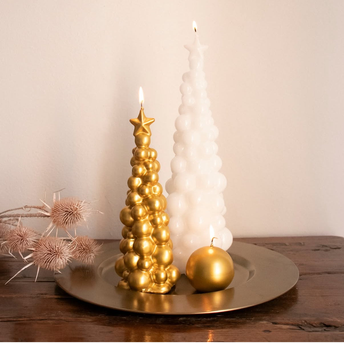 Glänzende Kugelkerze Metallic Gold |  Ø 12 cm