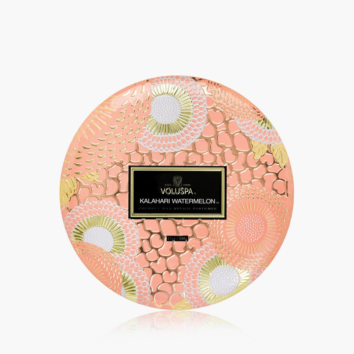 Voluspa 3-Docht Duftkerze Kalahari Watermelon | Dose mit Deckel