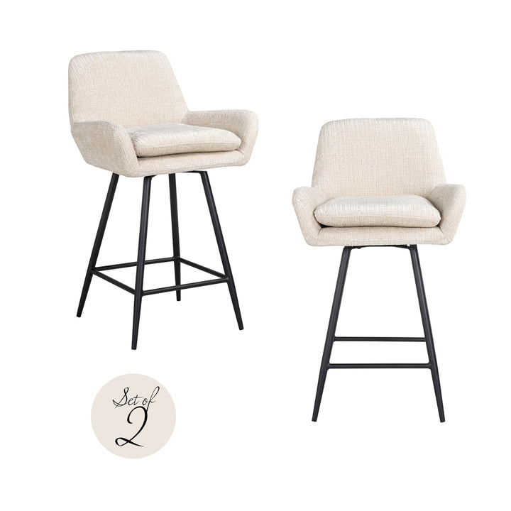 Richmond Interiors 2er Set Chenille Barhocker Counterstuhl Linsey | Beige