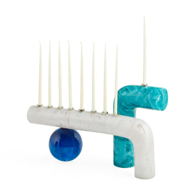 Jonathan Adler Menorah Kerzenständer Como | Weiß & Blau