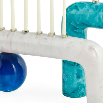Jonathan Adler Menorah Kerzenständer Como | Weiß & Blau