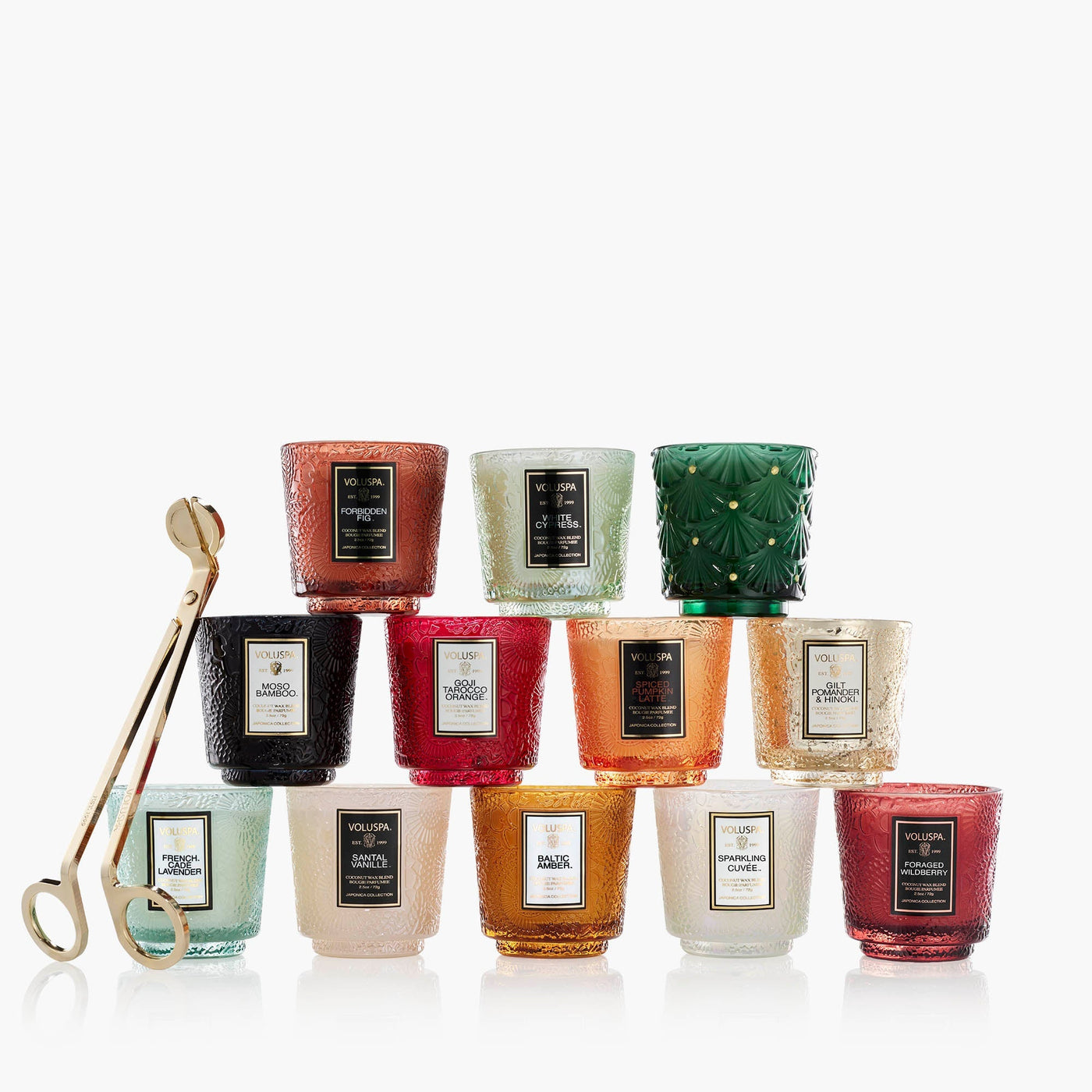 Voluspa Geschenkset Luxuriöser Adventskalender mit 12 Duftkerzen & Dochtschere