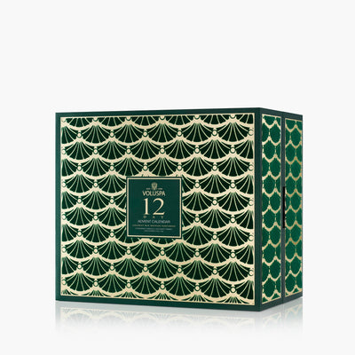 Voluspa Geschenkset Luxuriöser Adventskalender mit 12 Duftkerzen & Dochtschere