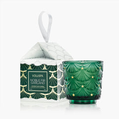 Voluspa Mini Scented Candle Noble Fir Garland in Ornament Gift Box | Holiday Collection