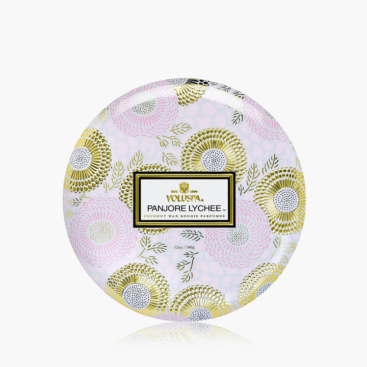 Voluspa 3-Docht Duftkerze Panjore Lychee | Dose mit Deckel