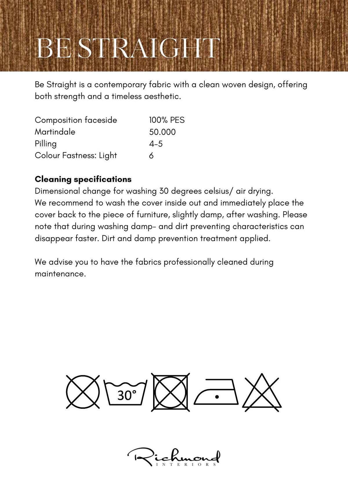 Factsheet Richmond Interiors Tissu Be Straight