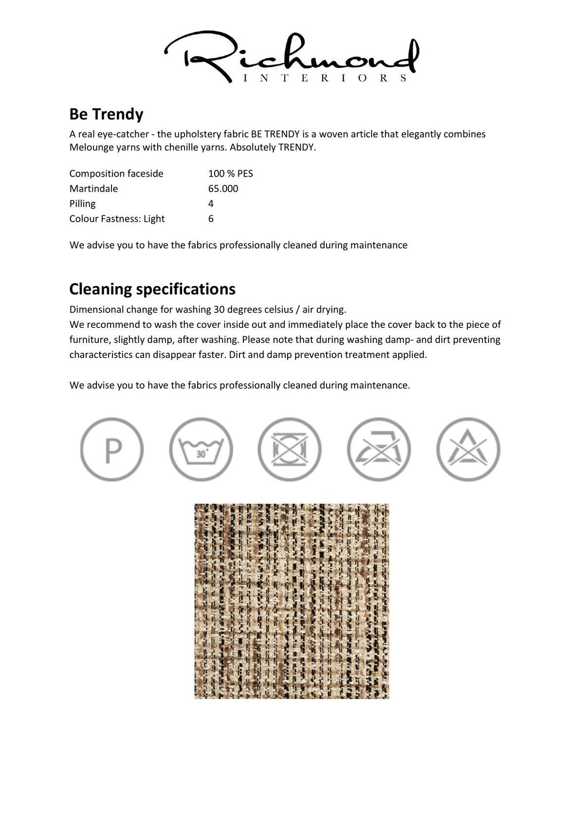 Factsheet Richmond Interiors Tissu Be Trendy