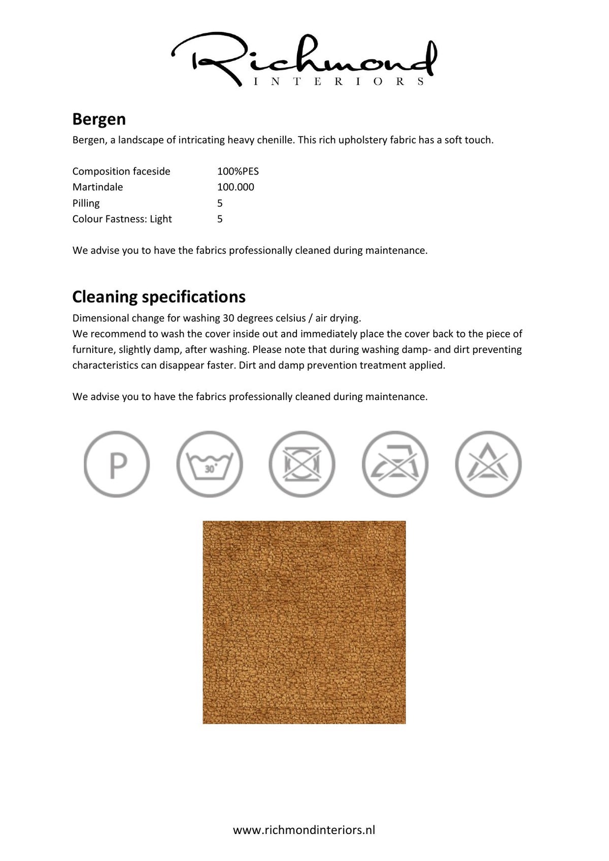Factsheet Richmond Interiors Tissu Bergen