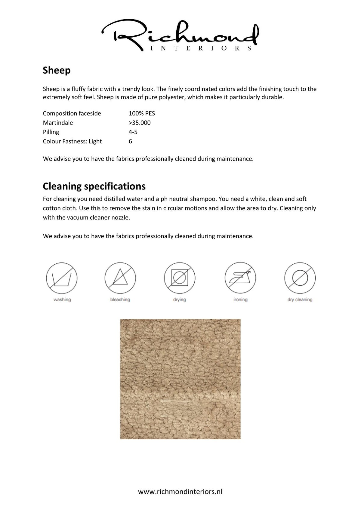 Factsheet Richmond Interiors Stoff Sheep