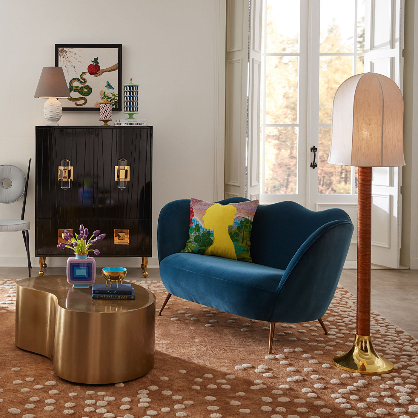 Jonathan Adler Ripple Apartment Sofa | Varese Petrol