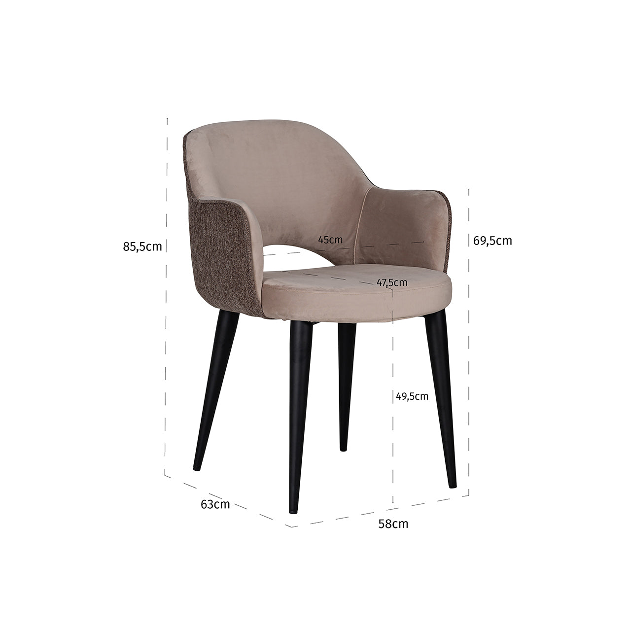Richmond Interiors Giovanna Velvet Arm Chair | Khaki &amp; Stone