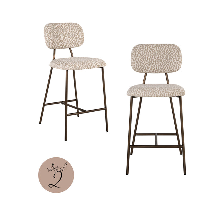 Richmond Interiors 2er Set Barhocker Counterstuhl Xenia | Beige Leopard