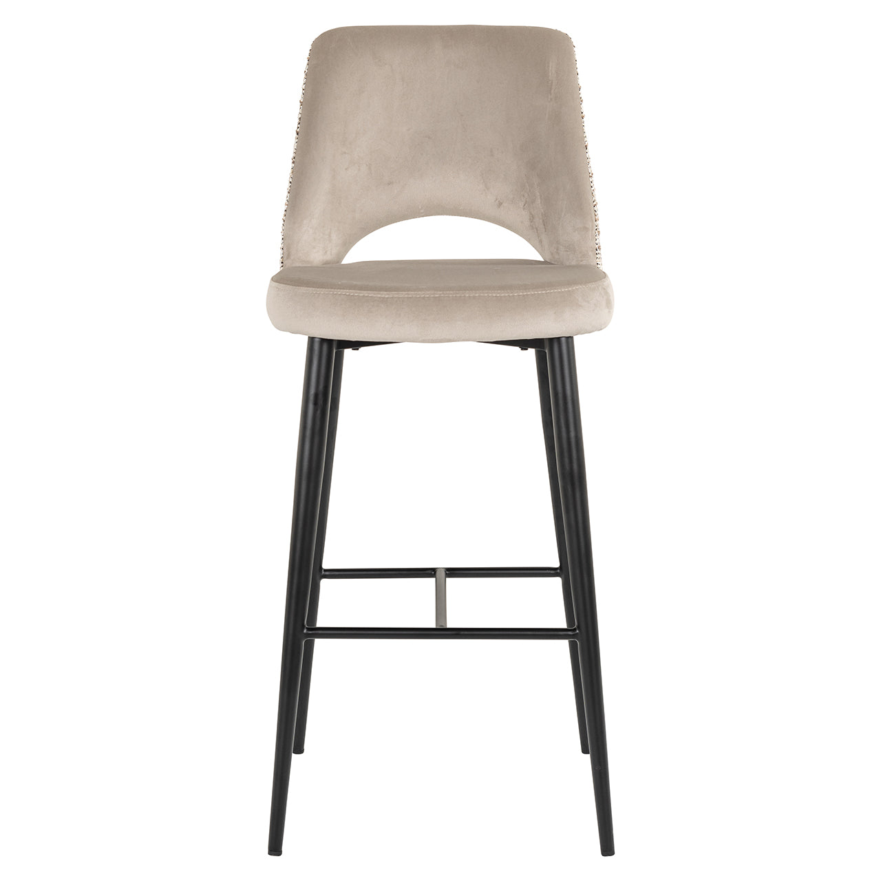 Richmond Interiors Samt-Barhocker Tabitha | Nature & Khaki