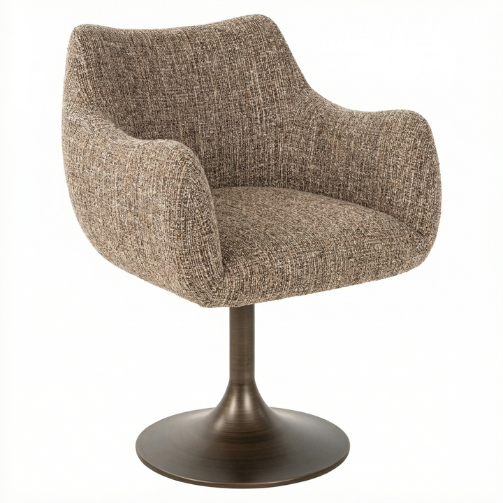 Richmond Interiors Drehbarer Tweed-Esszimmerstuhl Aldo | Braun