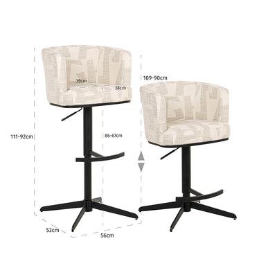 Richmond Interiors Dreh-Barhocker Counterstuhl Cheyenne höhenverstellbar | beige