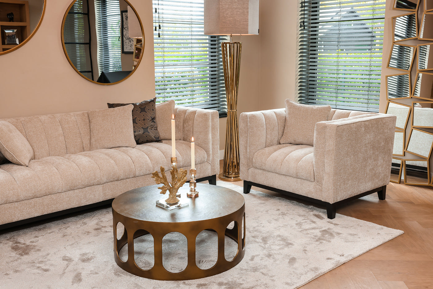 Richmond Interiors Runder Spiegel Maevy gold | ø 110 cm