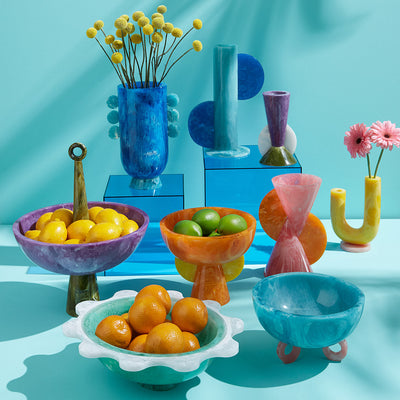 Jonathan Adler Vase Como Disc Urn | Blau & Türkis