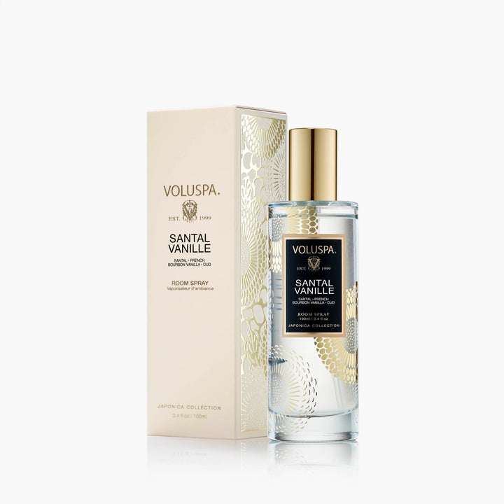 Voluspa Raumspray Santal Vanille im edlen Glasflakon