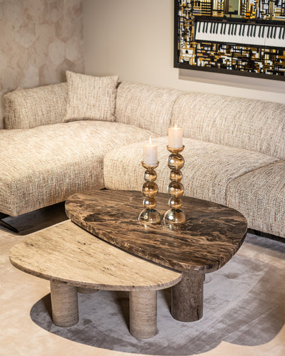 Richmond Interiors 2er Set Marmor-Couchtisch Nazario | Grau-Braun