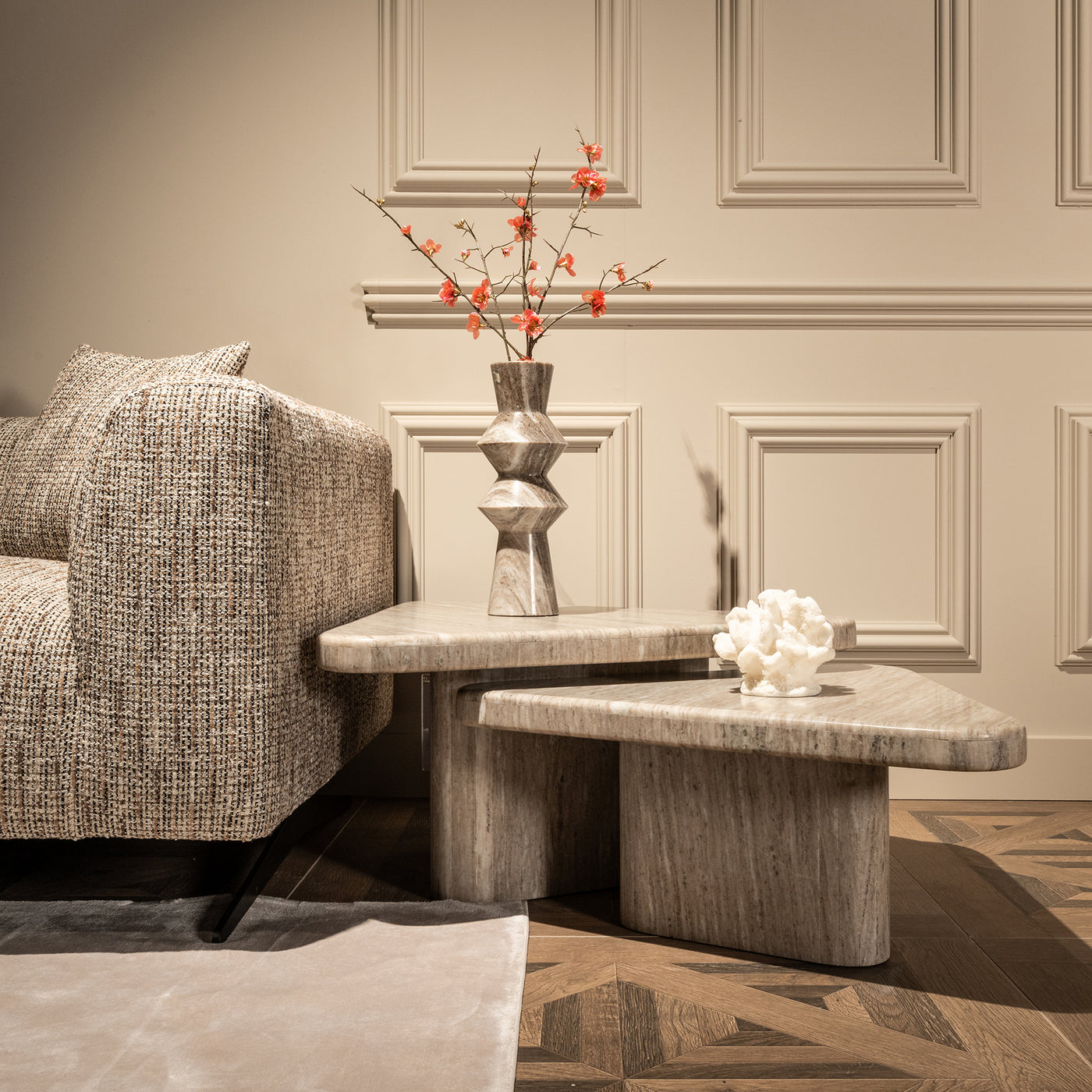 Richmond Interiors 2er Set Marmor-Couchtisch Dwayne | Sand