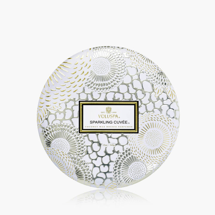 Voluspa 3-Docht Duftkerze Sparkling Cuvée Dose mit Deckel