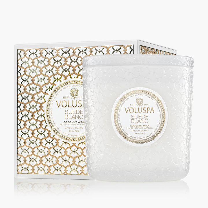 Voluspa 3-Docht Duftkerze Suede Blanc | Luxe Jar