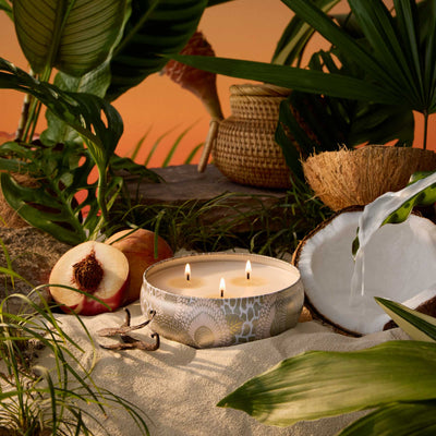 Voluspa 3-Docht Duftkerze Tahitian Coconut Vanilla | Dose mit Deckel