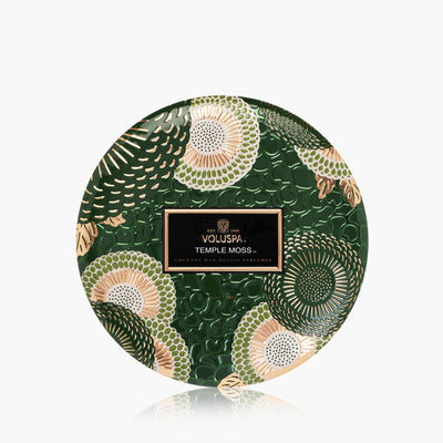 Voluspa 3-Docht Duftkerze Temple Moss | Dose mit Deckel