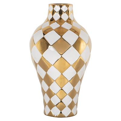 Richmond Interiors Vase Zilla Weiß-Gold | H 49 cm
