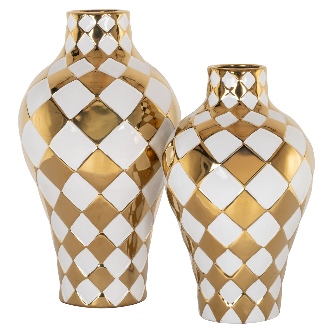 Richmond Interiors Vase Zilla Weiß-Gold | H 49 cm