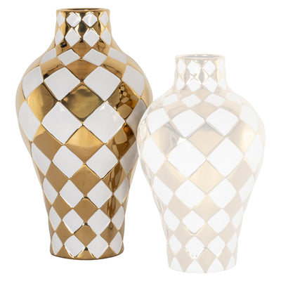 Richmond Interiors Vase Zilla Weiß-Gold | H 49 cm