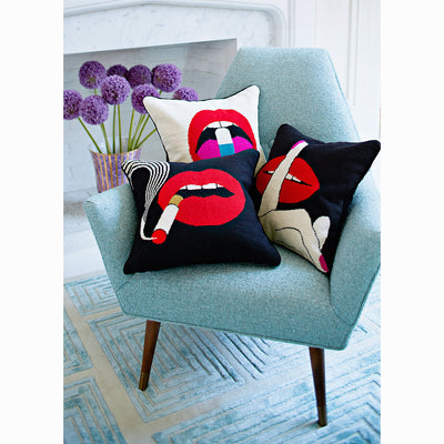 Jonathan Adler Needlepoint Kissen Lips Smolder | 45x45 cm
