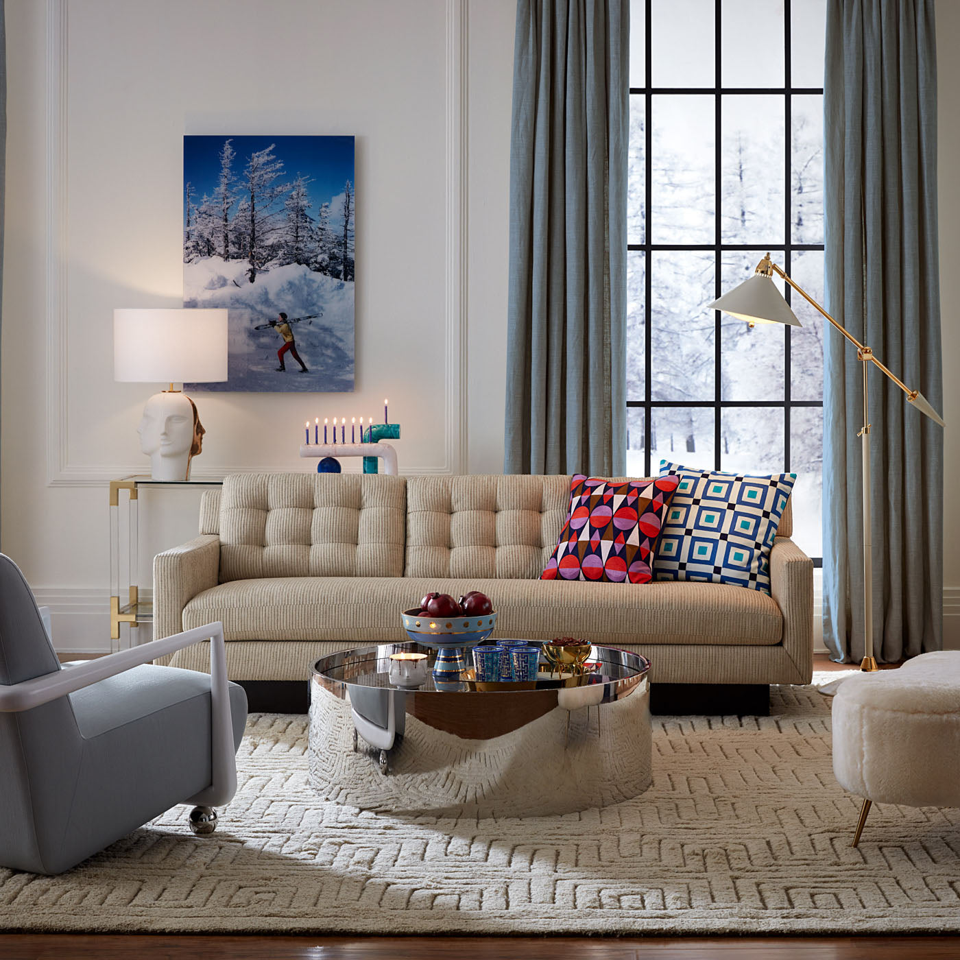 Jonathan Adler Menorah Kerzenständer Como | Weiß & Blau