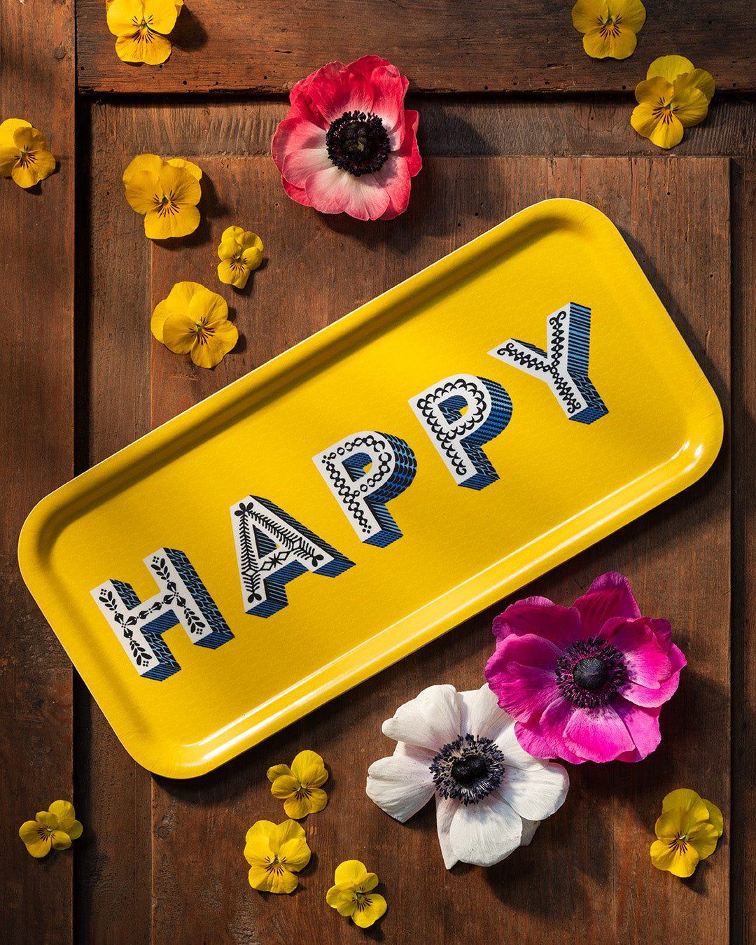 Jamida of Sweden Tablett HAPPY Gelb | 32x15 cm